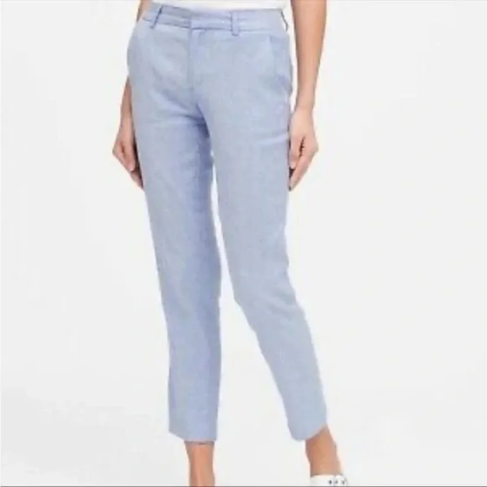 Banana Republic Linen Blend Avery Pants Chambray Blue Size 12